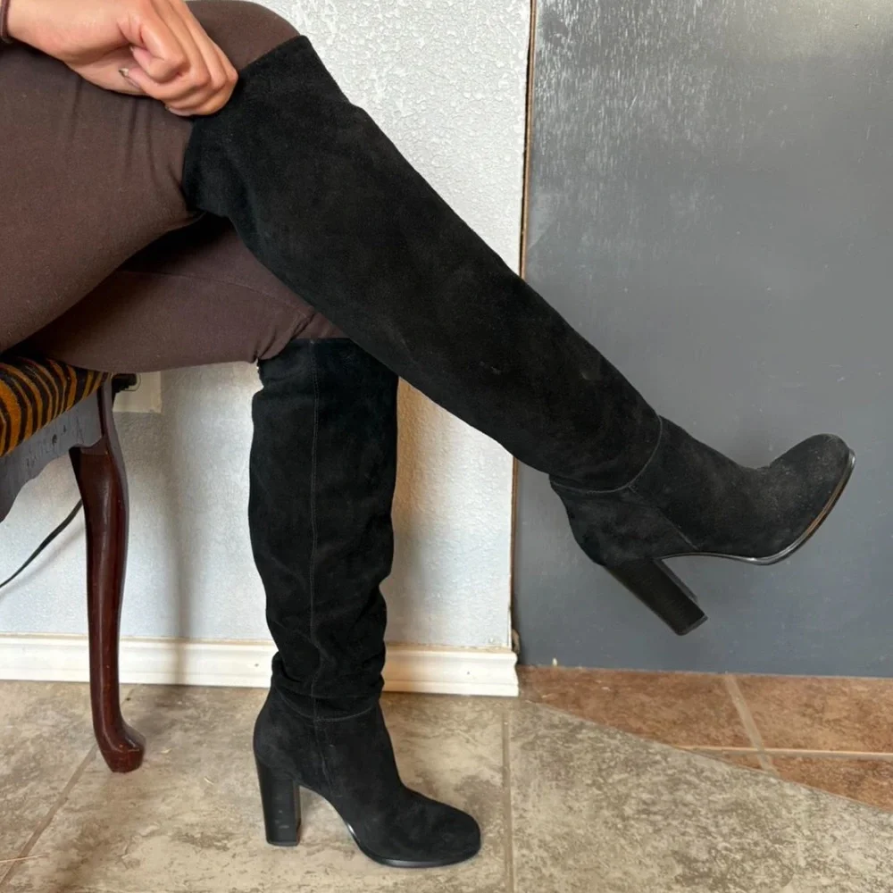 Sam Edelman Black Suede Knee High Boots